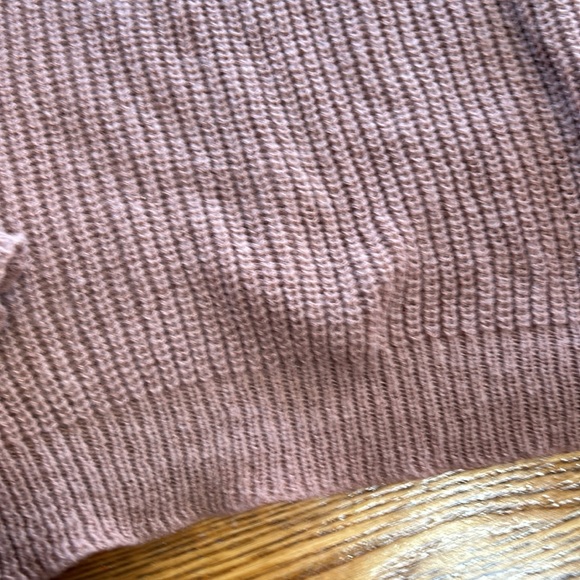 SHEIN brand mauve color ribbed knit sweater with waffle knit on sleeves, Size 1X - Picture 3 of 11